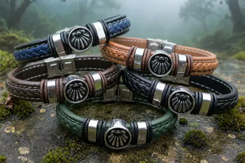 Pulsera Concha de Santiago Cuero y Acero